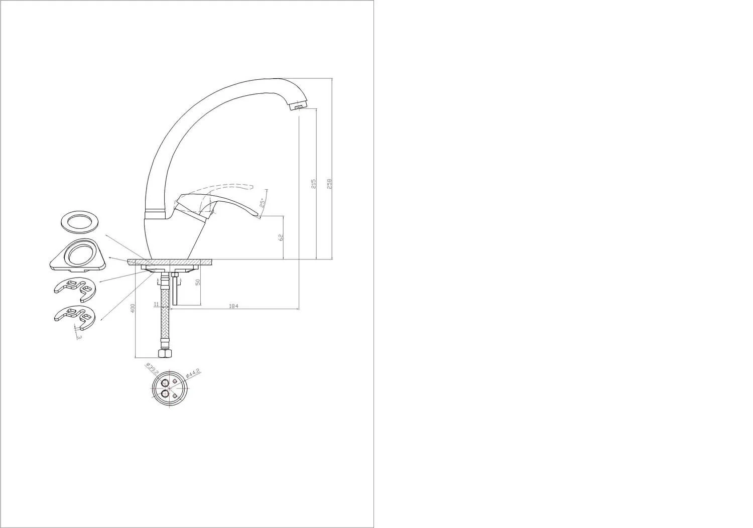 Harma Armonie kitchen mixer in chrome — view 2