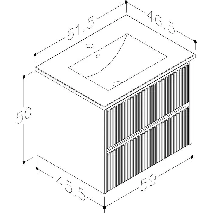 Harma Urban washbasin cabinet in grey 61.5×50 cm — view 2