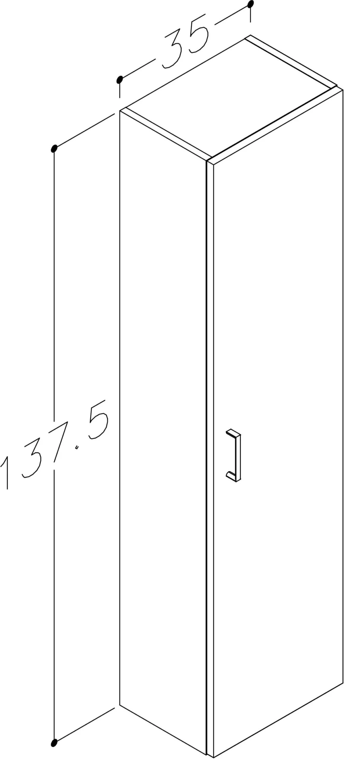 Harma seinäkaappi valkoisena 35×137.5 cm — kuva 2