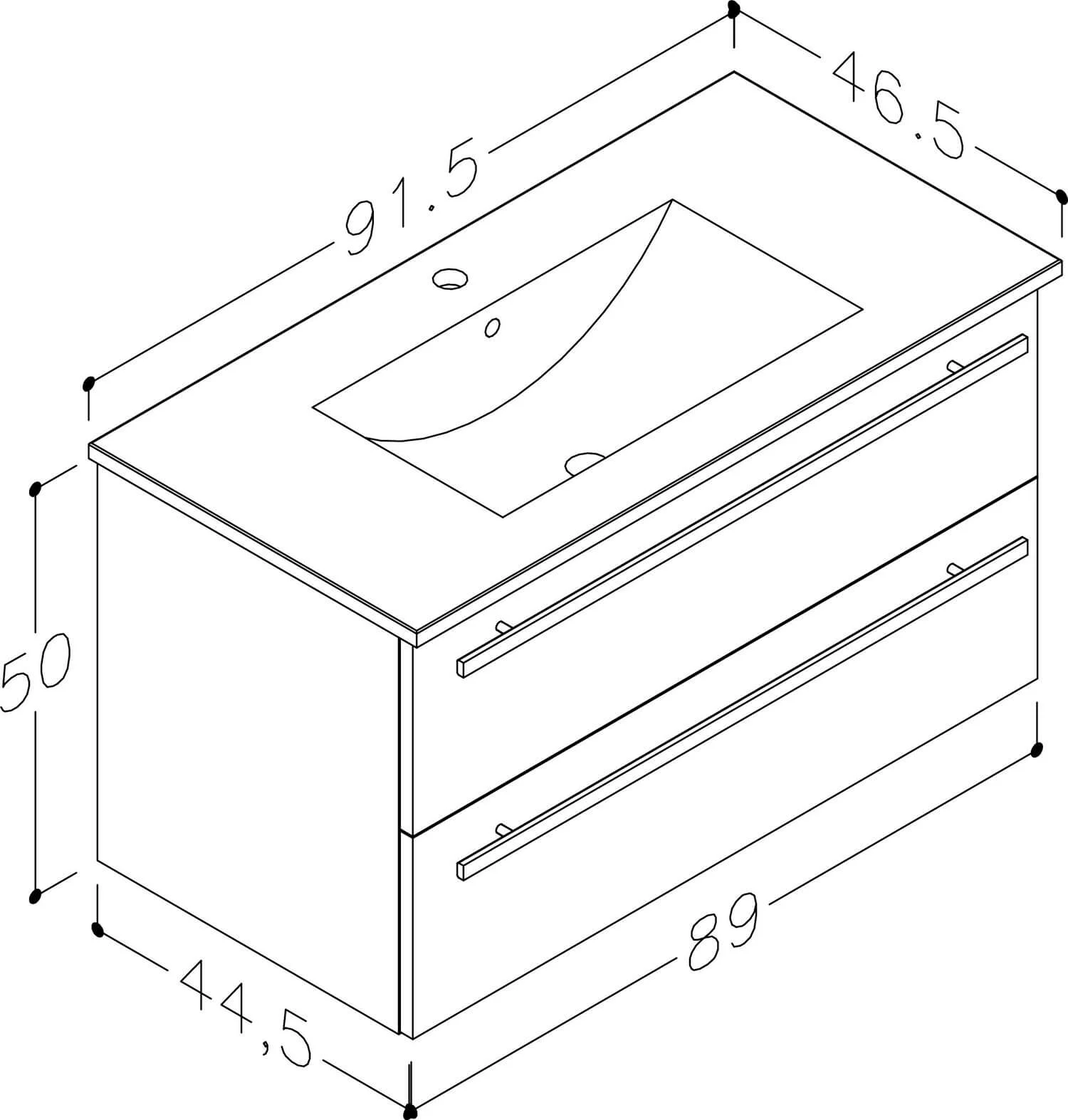 Harma Serena washbasin cabinet in black_oak 91.5×51.8 cm — view 2